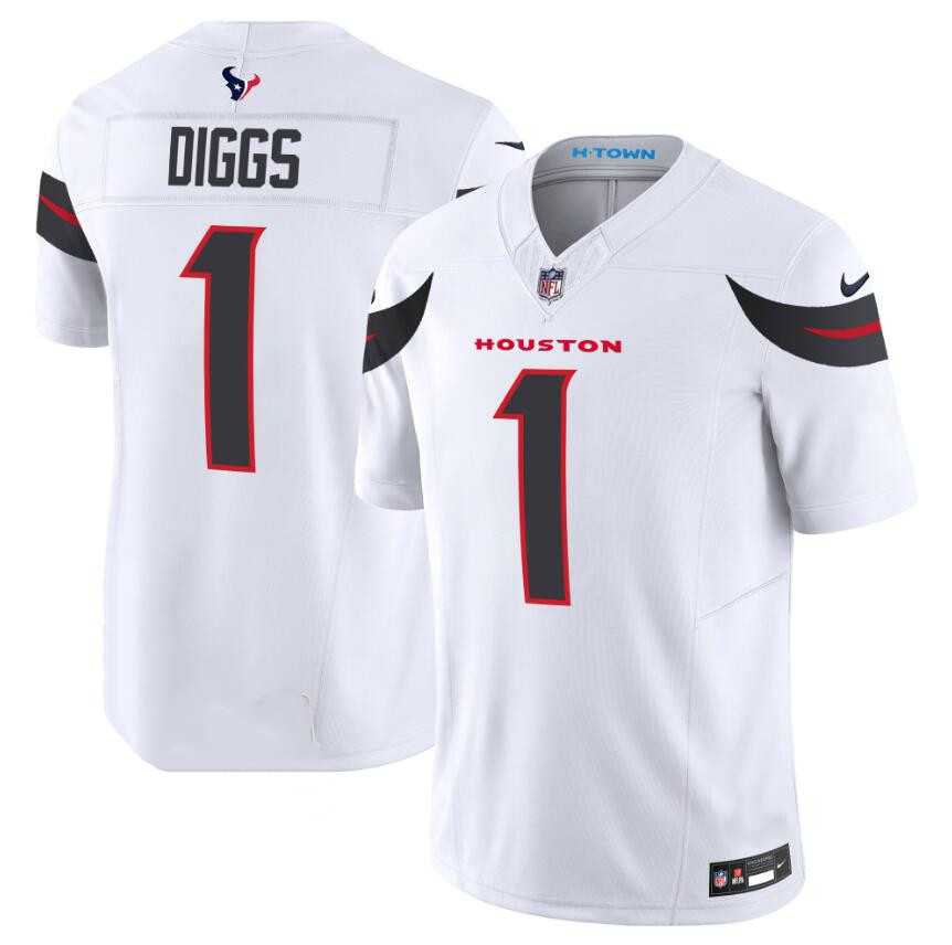 Men & Women & Youth Houston Texans #1 Stefon Diggs White 2024 Vapor F.U.S.E. Limited Stitched Jersey